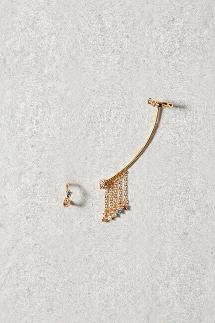 PDPAOLA Rotaļīgi asimetriski sudraba auskari ar cirkoniem PEGASUS Gold AR01-307-U cena un informācija | Auskari | 220.lv