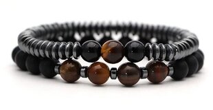 Черный браслет с камнями, дизайн тигровый глаз цена и информация | Женские браслеты | 220.lv