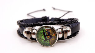 Кожаный браслет с символом криптовалюты, биткоин цена и информация | Женские браслеты | 220.lv