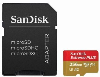 SanDisk Extreme PLUS microSDXC SDSQXBD-256G-GN6MA cena un informācija | Atmiņas kartes fotokamerām | 220.lv