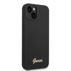 Guess Liquid Silicone Metal Logo Case for iPhone 14 Black cena un informācija | Telefonu vāciņi, maciņi | 220.lv