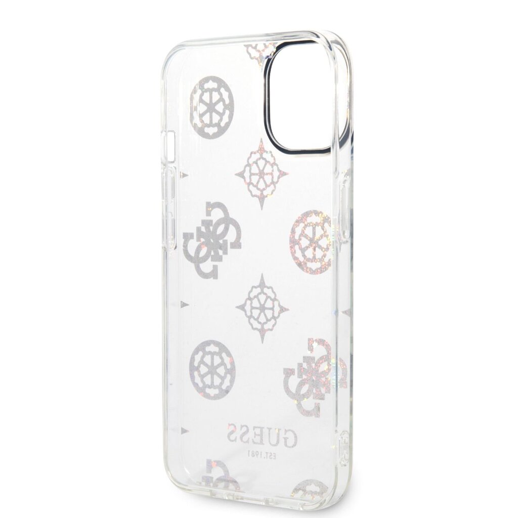 Guess PC/TPU Peony Glitter Case for iPhone 14 White cena un informācija | Telefonu vāciņi, maciņi | 220.lv