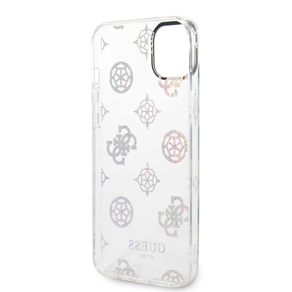 Guess PC/TPU Peony Glitter Case for iPhone 14 Plus White cena un informācija | Telefonu vāciņi, maciņi | 220.lv