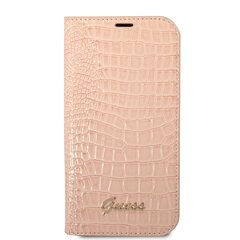 Guess PU Croco with Metal Camera Outline Book Case for iPhone 14 Plus Pink cena un informācija | Telefonu vāciņi, maciņi | 220.lv