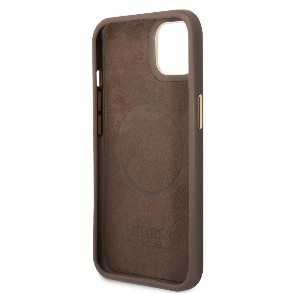 Guess PU 4G MagSafe Compatible Case for iPhone 14 Plus Brown cena un informācija | Telefonu vāciņi, maciņi | 220.lv
