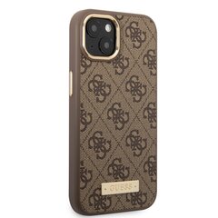 Guess PU 4G MagSafe Compatible Case for iPhone 14 Plus Brown cena un informācija | Telefonu vāciņi, maciņi | 220.lv