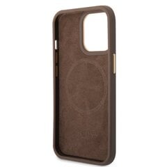 Guess PU 4G MagSafe Compatible Case for iPhone 14 Pro Max Brown cena un informācija | Telefonu vāciņi, maciņi | 220.lv