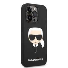 Karl Lagerfeld Liquid Silicone Karl Head Case for iPhone 14 Pro Max Black цена и информация | Чехлы для телефонов | 220.lv