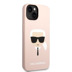 Karl Lagerfeld Liquid Silicone Karl Head Case for iPhone 14 Pink cena un informācija | Telefonu vāciņi, maciņi | 220.lv