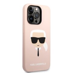 Karl Lagerfeld Liquid Silicone Karl Head Case for iPhone 14 Pro Pink cena un informācija | Telefonu vāciņi, maciņi | 220.lv