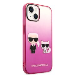 Karl Lagerfeld Gradient Karl and Choupette Case for iPhone 14 Pink cena un informācija | Telefonu vāciņi, maciņi | 220.lv