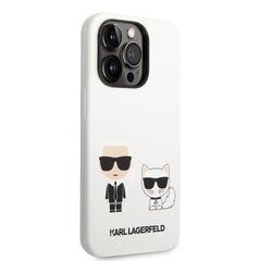 Karl Lagerfeld and Choupette Liquid Silicone Case for iPhone 14 Pro Max White cena un informācija | Telefonu vāciņi, maciņi | 220.lv