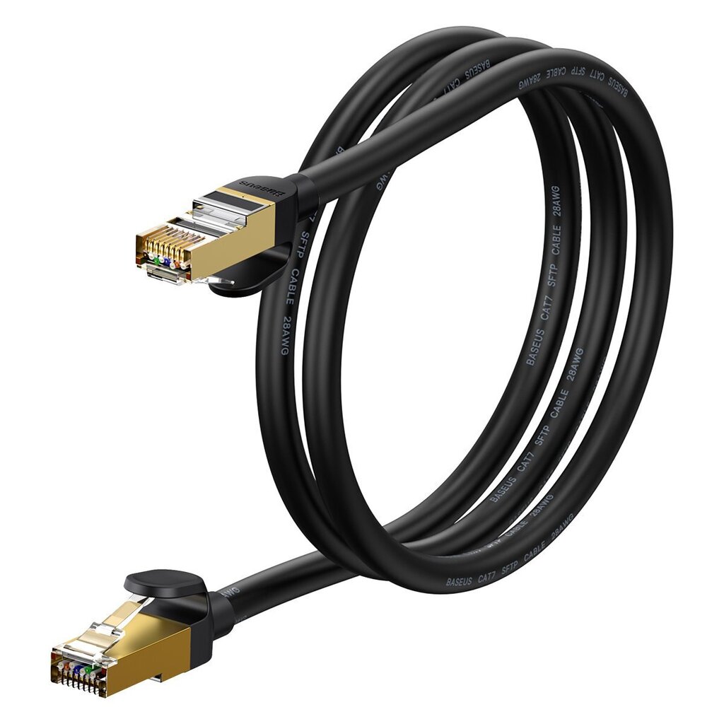 Baseus Speed Seven High Speed RJ45 Network Cable 10Gbps 1m Black (WKJS010101) cena un informācija | Kabeļi un vadi | 220.lv