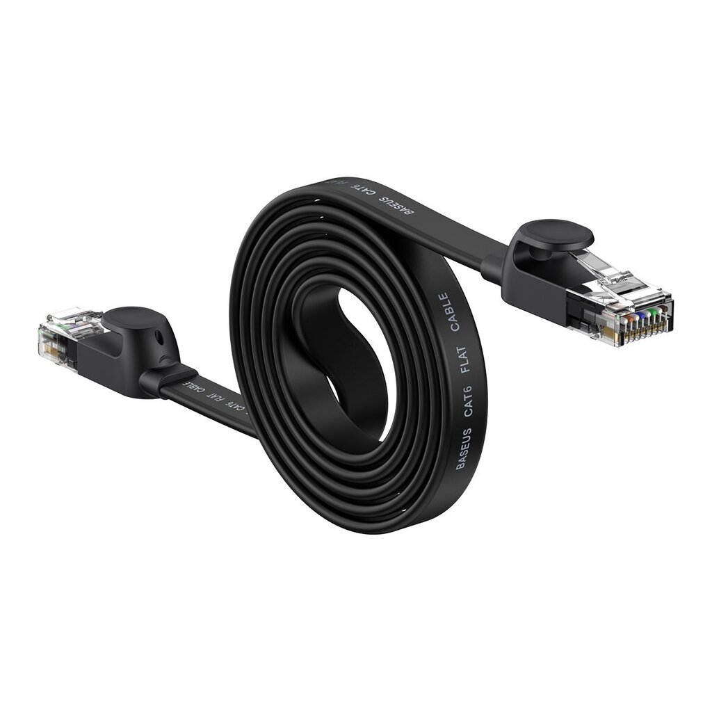 Baseus high Speed Six types of RJ45 Gigabit network cable (flat cable)1.5m Black cena un informācija | Kabeļi un vadi | 220.lv