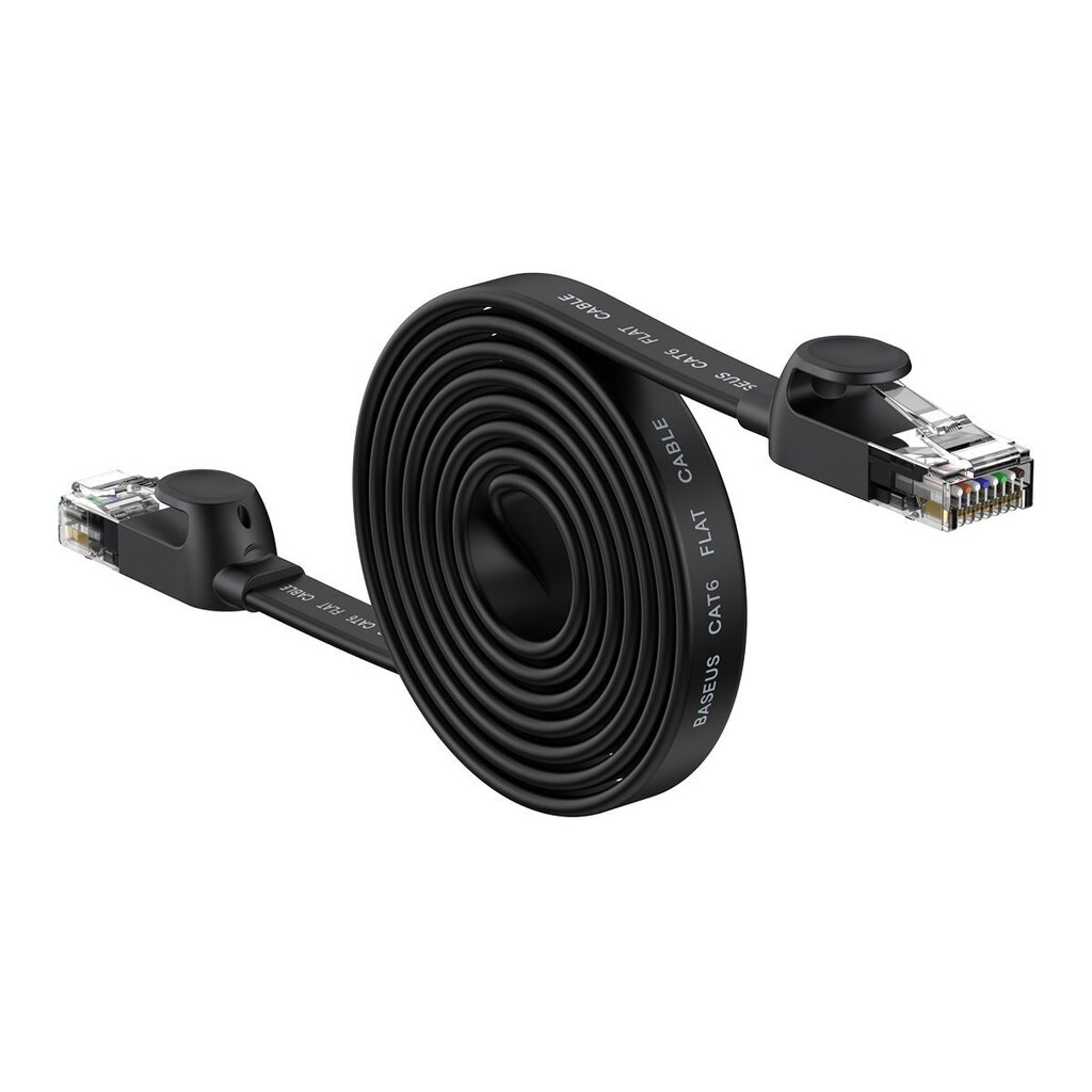 Baseus high Speed Six types of RJ45 Gigabit network cable (flat cable)2m Black cena un informācija | Kabeļi un vadi | 220.lv