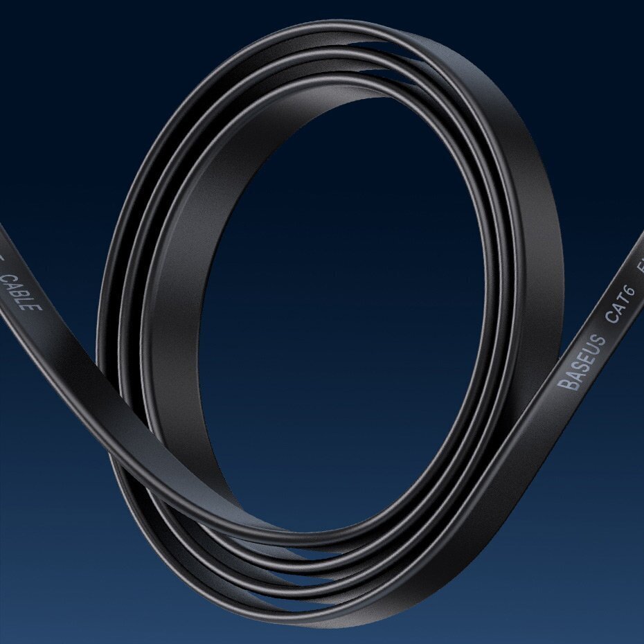 Baseus high Speed Six types of RJ45 Gigabit network cable (flat cable)2m Black cena un informācija | Kabeļi un vadi | 220.lv