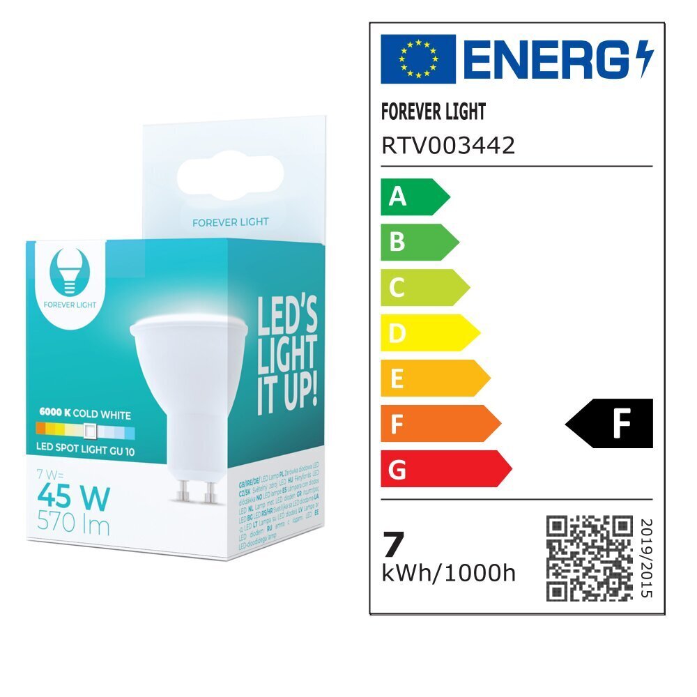 Forever Light LED spuldze GU10 7W 230V 6000K 570lm cena un informācija | Spuldzes | 220.lv