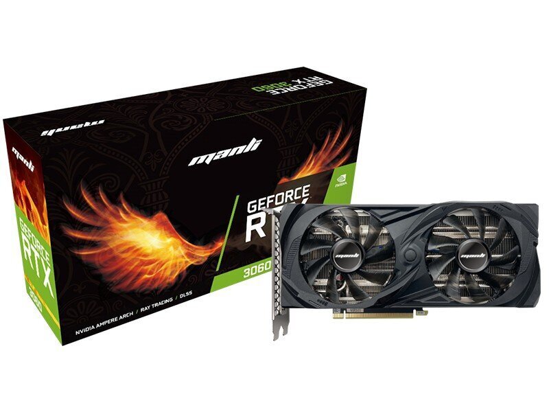 Manli GeForce RTX 3060 Twin 12GB GDDR6 (LHR) cena un informācija | Videokartes (GPU) | 220.lv