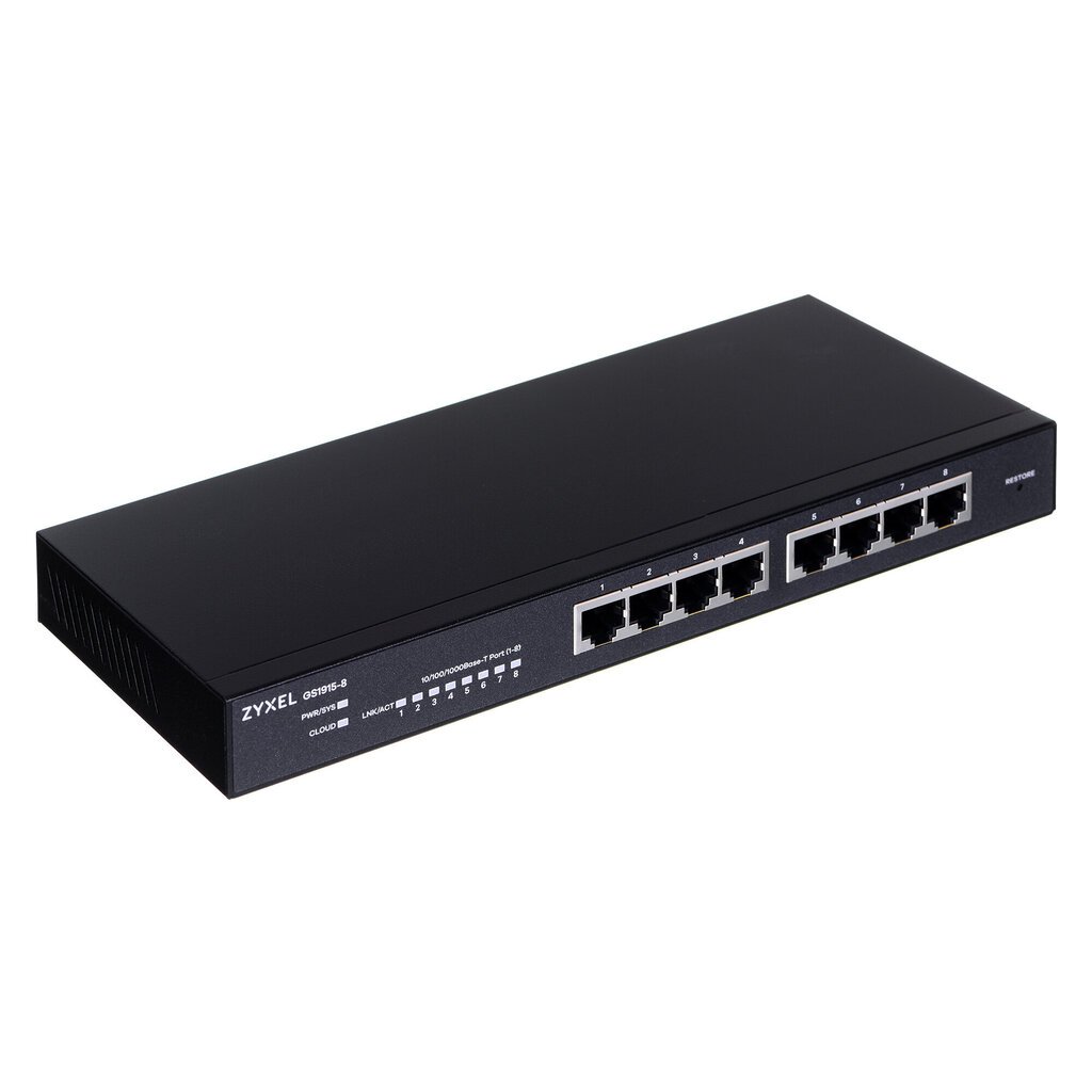 Zyxel GS1915-8 Managed L2 Gigabit Ethernet (10/100/1000) Black cena un informācija | Komutatori (Switch) | 220.lv