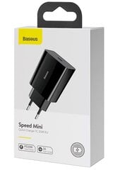 Baseus CCFS-SN01 Speed Mini Charger USB-C 20W Black (Damaged Package) цена и информация | Зарядные устройства для телефонов | 220.lv