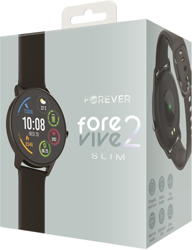 Forever Smartwatch ForeVive 2 Slim SB-325, melns цена и информация | Viedpulksteņi (smartwatch) | 220.lv