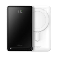 Baseus Magnetic Bracket Wireless Fast Charge Power Bank 10000mAh 20W White (With Baseus Xiaobai series fast charging Cable Type-C to Type-C 60W(20V/3A) 50cm  White) Overseas Edition цена и информация | Зарядные устройства Power bank | 220.lv