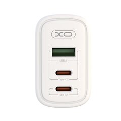 XO sienas lādētājs CE04 PD 65W 2x USB-C 1x USB, balts цена и информация | Зарядные устройства для телефонов | 220.lv