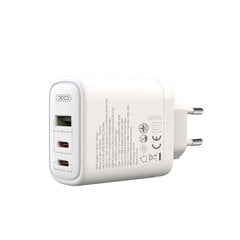 XO wall charger CE04 PD 65W 2x USB-C 1x USB white цена и информация | Зарядные устройства для телефонов | 220.lv