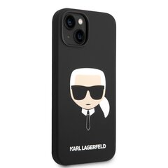 Karl Lagerfeld Liquid Silicone Karl Head Case for iPhone 14 Black cena un informācija | Telefonu vāciņi, maciņi | 220.lv