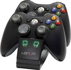 Dubultais lādētājs Xbox 360 kontrolierim ar baterijām, melns цена и информация | Джойстики | 220.lv