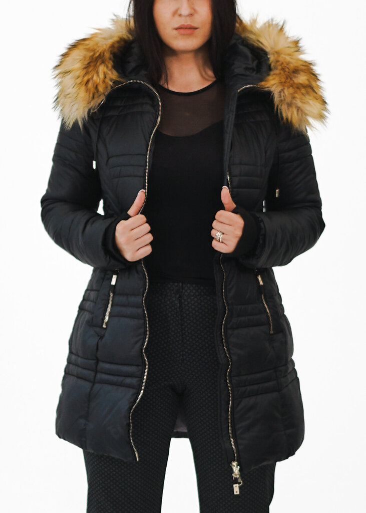 Pieguļoša jaka ar kapuci no mākslīgas ādas цена и информация | Sieviešu virsjakas | 220.lv