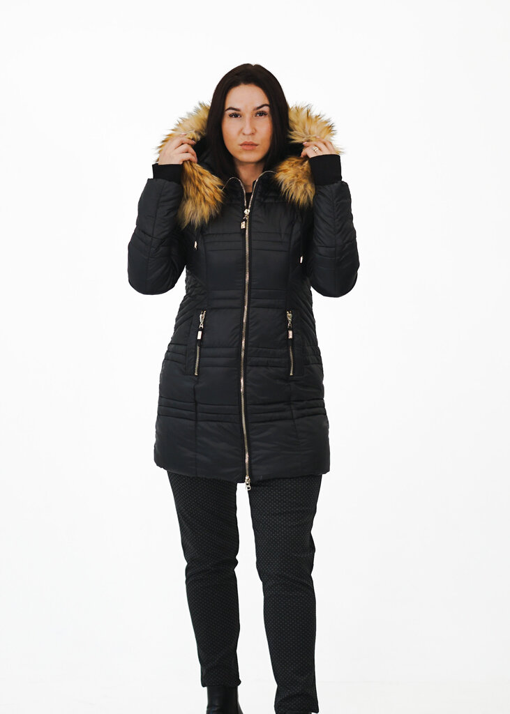 Pieguļoša jaka ar kapuci no mākslīgas ādas cena un informācija | Sieviešu virsjakas | 220.lv