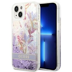 Oriģināls vāciņš GUESS Flower Liquid Glitter Hardcase - iPhone 14 Plus, violets cena un informācija | Telefonu vāciņi, maciņi | 220.lv