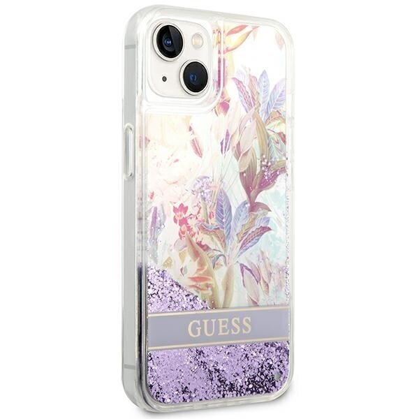 Oriģināls vāciņš GUESS Flower Liquid Glitter Hardcase - iPhone 14 Plus, violets cena un informācija | Telefonu vāciņi, maciņi | 220.lv