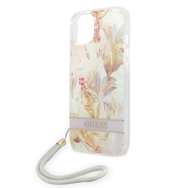 Oriģināls vāciņš GUESS Flower Strap Hardcase - iPhone 14 Plus, violets cena un informācija | Telefonu vāciņi, maciņi | 220.lv