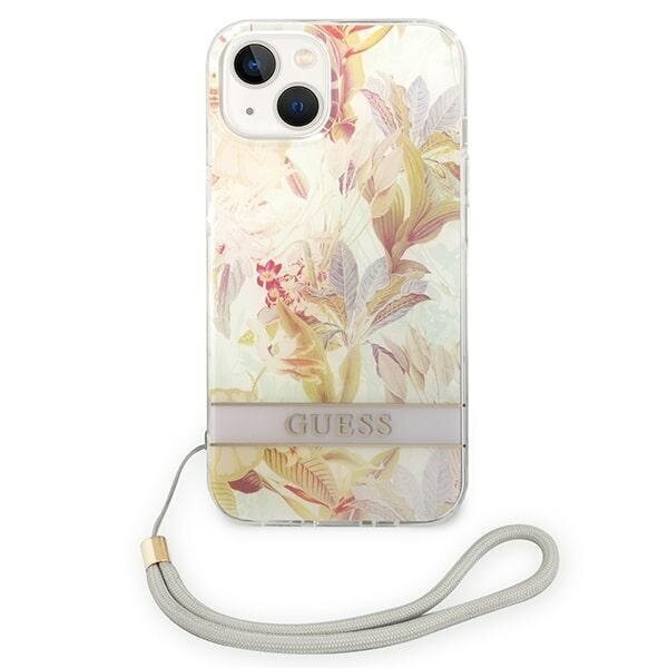 Oriģināls vāciņš GUESS Flower Strap Hardcase - iPhone 14 Plus, violets cena un informācija | Telefonu vāciņi, maciņi | 220.lv