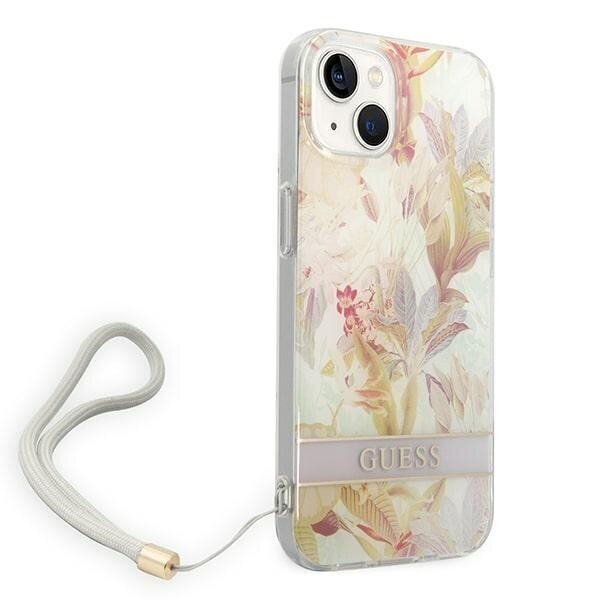 Oriģināls vāciņš GUESS Flower Strap Hardcase - iPhone 14 Plus, violets cena un informācija | Telefonu vāciņi, maciņi | 220.lv