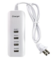 Lilware US USB Wall Charger. 20 Вт адаптер питания - 4x USB порты. 1,2 м Шнур. Белый цена и информация | Зарядные устройства для телефонов | 220.lv