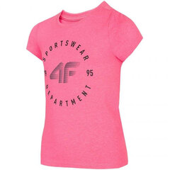 Футболка для девочек 4F Jr HJL22 JTSD003 55S, розовая цена и информация | Рубашки для девочек | 220.lv