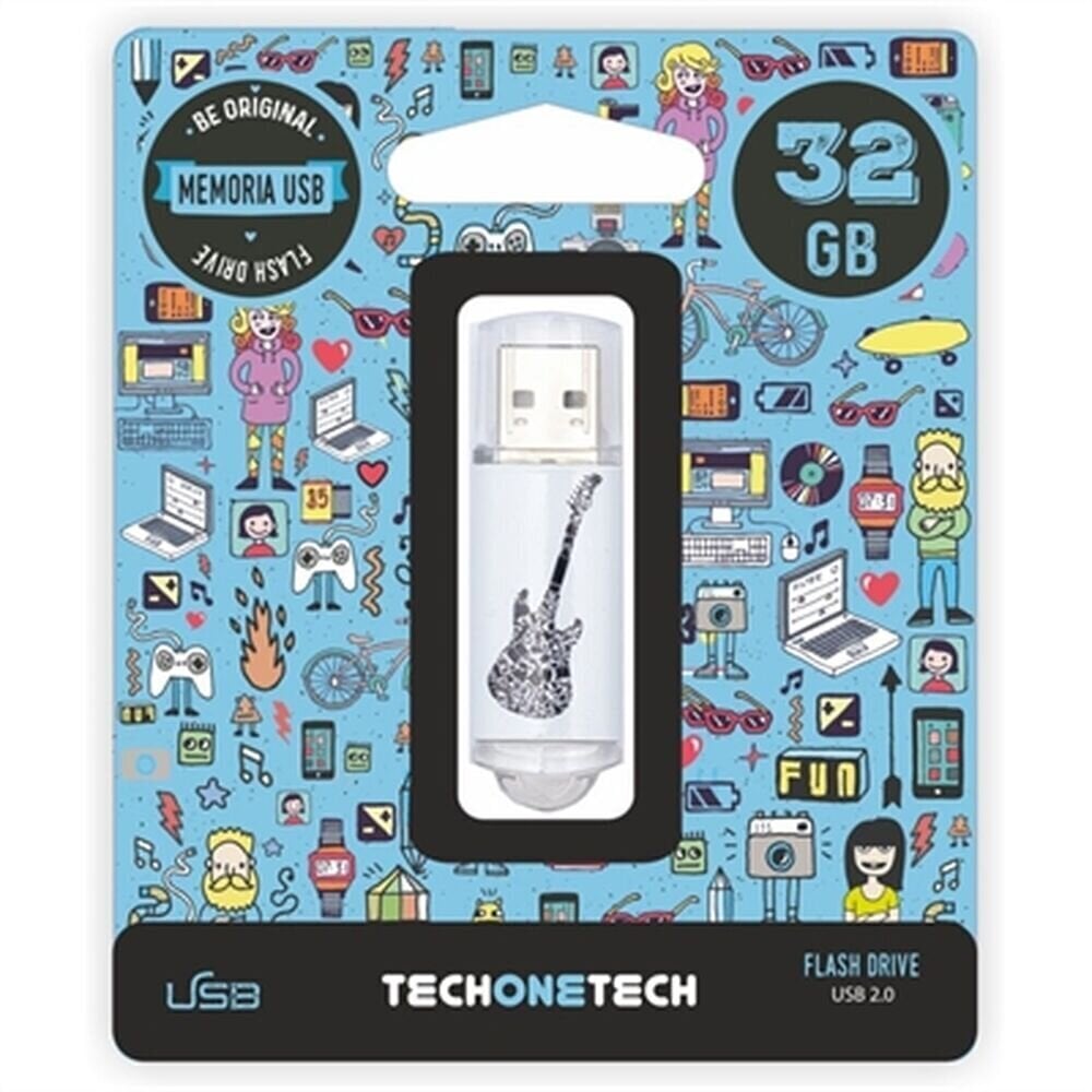 Tech One Tech Crazy Black Guitar TEC4006-32 32 GB cena un informācija | USB Atmiņas kartes | 220.lv