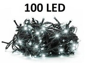 Ziemassvētku vītne ar 100 LED spuldzēm, 8m, balta krāsa цена и информация | Гирлянды | 220.lv