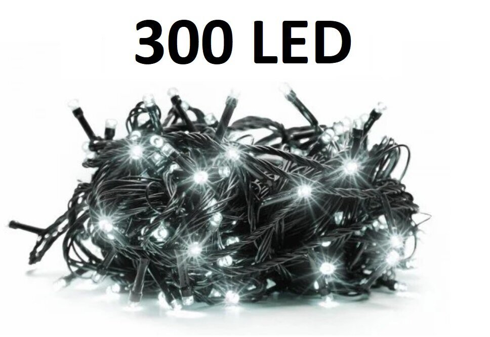 Ziemassvētku vītne ar 300 LED spuldzēm, 21m, balta krāsa cena un informācija | Ziemassvētku lampiņas, LED virtenes | 220.lv