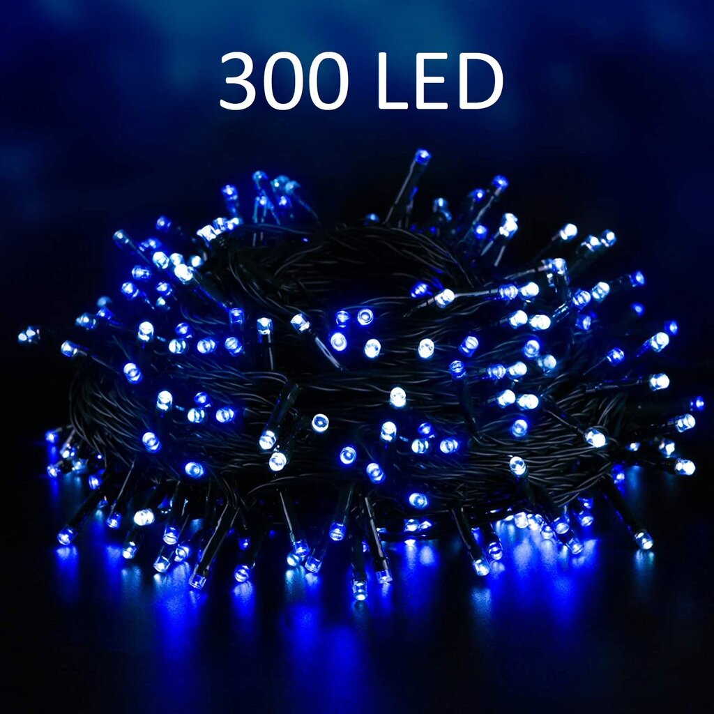 Ziemassvētku vītne ar 300 LED spuldzēm, 21m, zila krāsa cena un informācija | Ziemassvētku lampiņas, LED virtenes | 220.lv