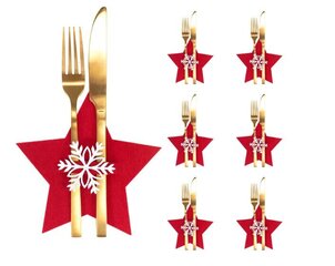 Galda piederumu komplekts Ziemassvētki 6 gab Star Red cena un informācija | Ziemassvētku dekorācijas | 220.lv
