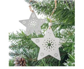 Koka eglīšu pakaramo komplekts 2 gab Balta zvaigzne cena un informācija | Ziemassvētku dekorācijas | 220.lv