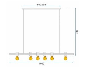 Metāla lampa Industrial Black APP480-6CP cena un informācija | Piekaramās lampas | 220.lv