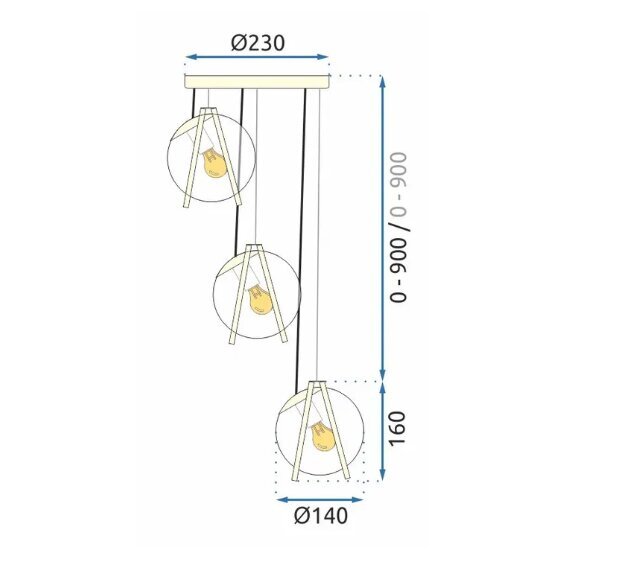 Piekaramā lampa APP1091-3CP GOLD cena un informācija | Piekaramās lampas | 220.lv