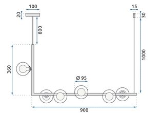 Industriālā stikla lampa melna APP755-6CP цена и информация | Люстры | 220.lv