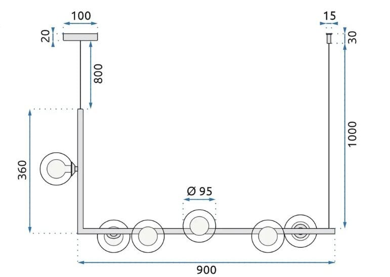 Industriālā stikla lampa melna APP755-6CP cena un informācija | Lustras | 220.lv