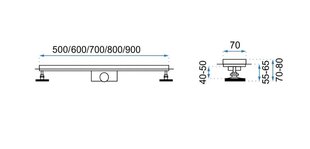 Rea Greek PRO lineārā drenāža Black Matt 70 цена и информация | Трапы для душа | 220.lv